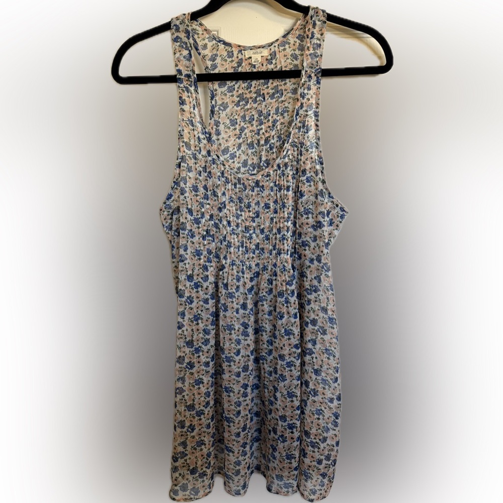 Aerie Floral Tank Top - Blue and Cream